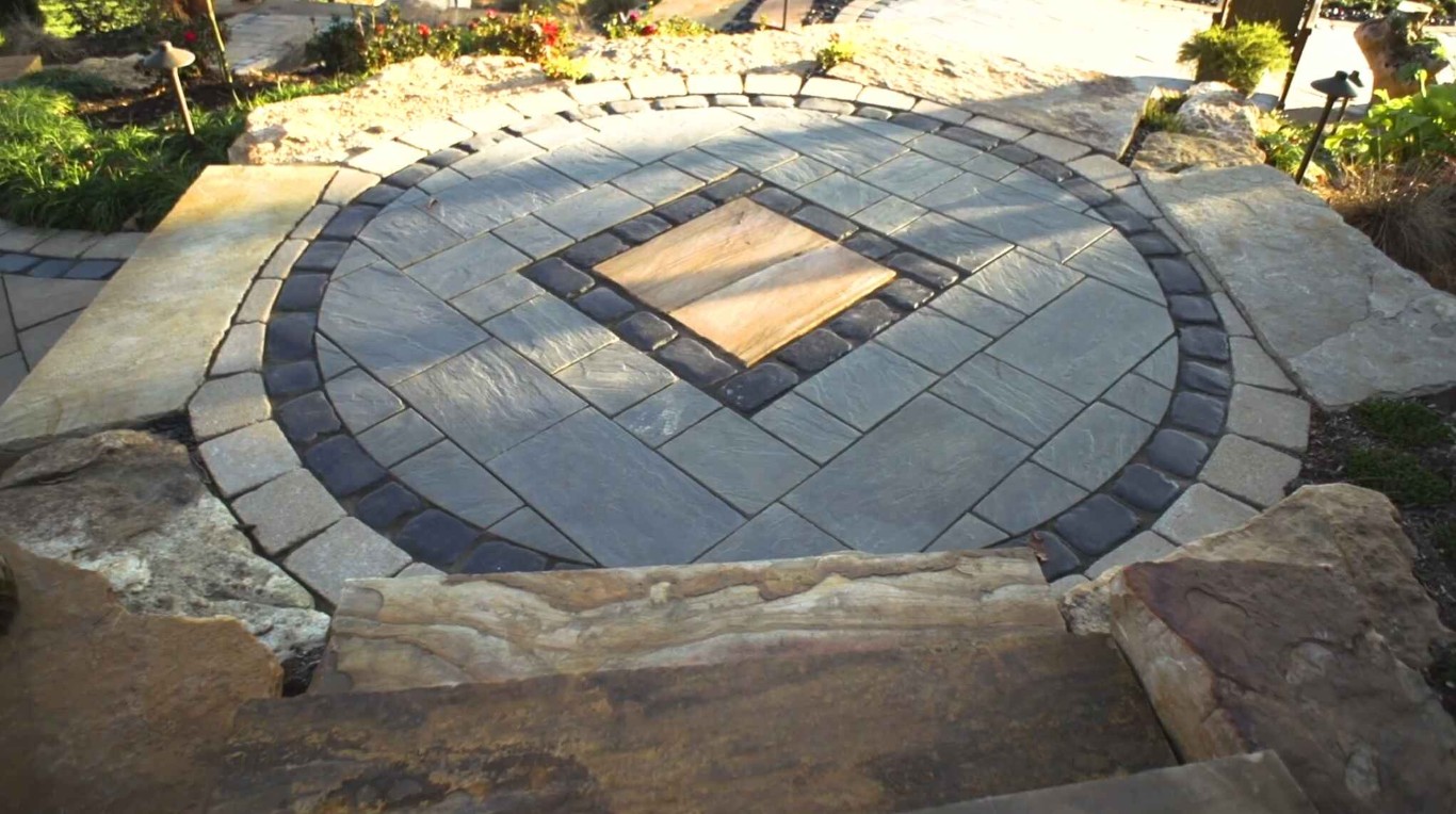 Circular paver patio with decorative pattern in Concord, CA